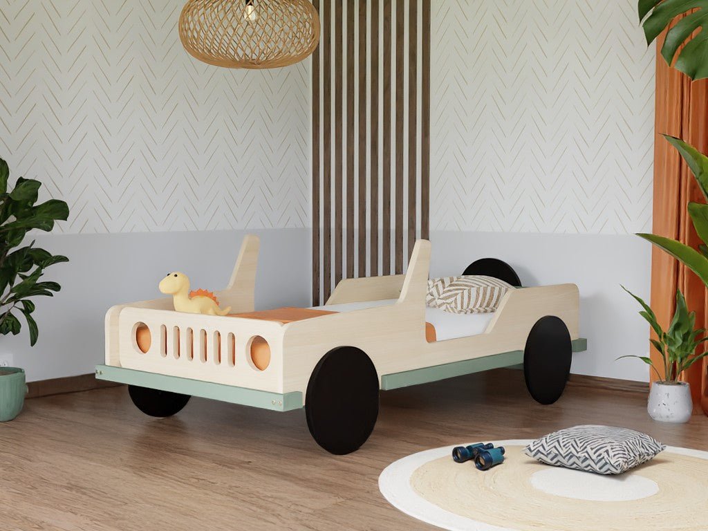 SAFARI Jeep Car Bed for Kids 80x160 - Solid Spruce - Tiny Tugz™