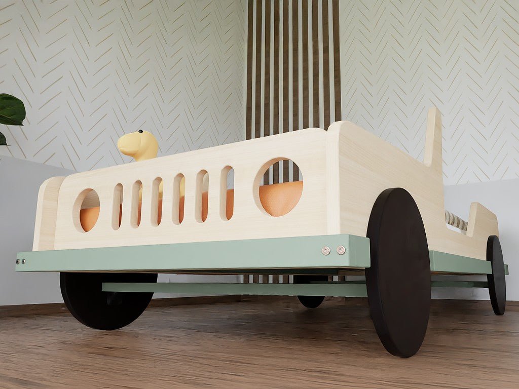 SAFARI Jeep Car Bed for Kids 80x160 - Solid Spruce - Tiny Tugz™
