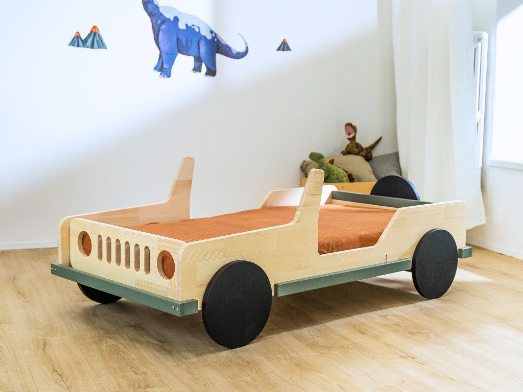 SAFARI Jeep Car Bed for Kids 80x160 - Solid Spruce - Tiny Tugz™