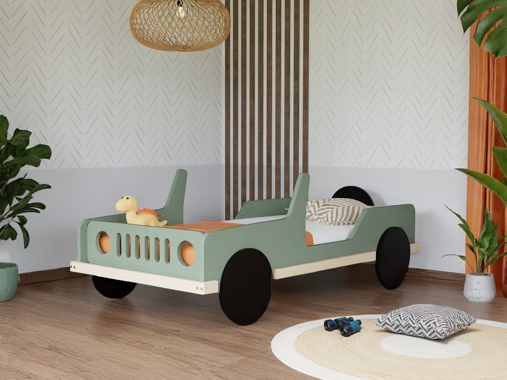 SAFARI Jeep Car Bed for Kids 80x160 - Solid Spruce - Tiny Tugz™