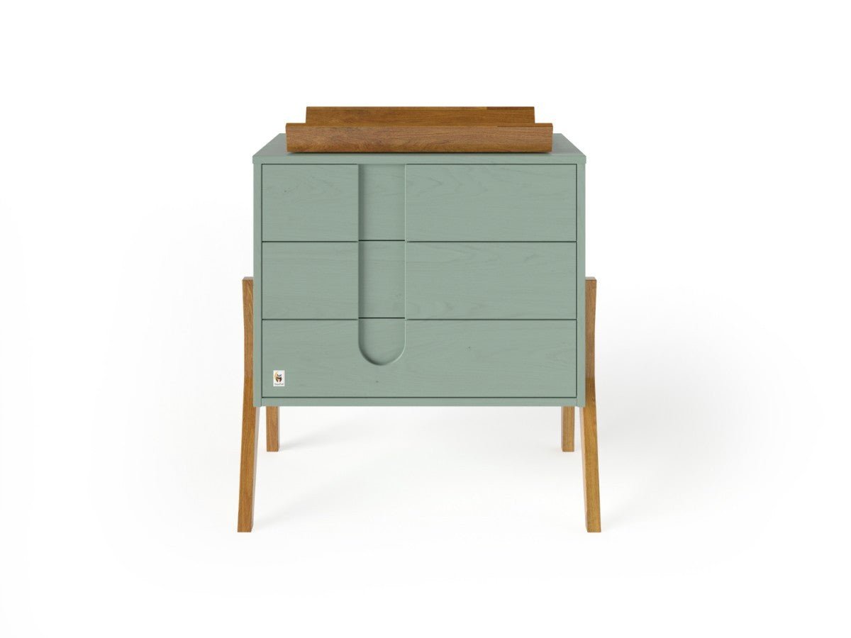 Sage Green YappyIcon Solid Oak Changing Top for Nursery Dresser (0–2y) - Tiny Tugz™