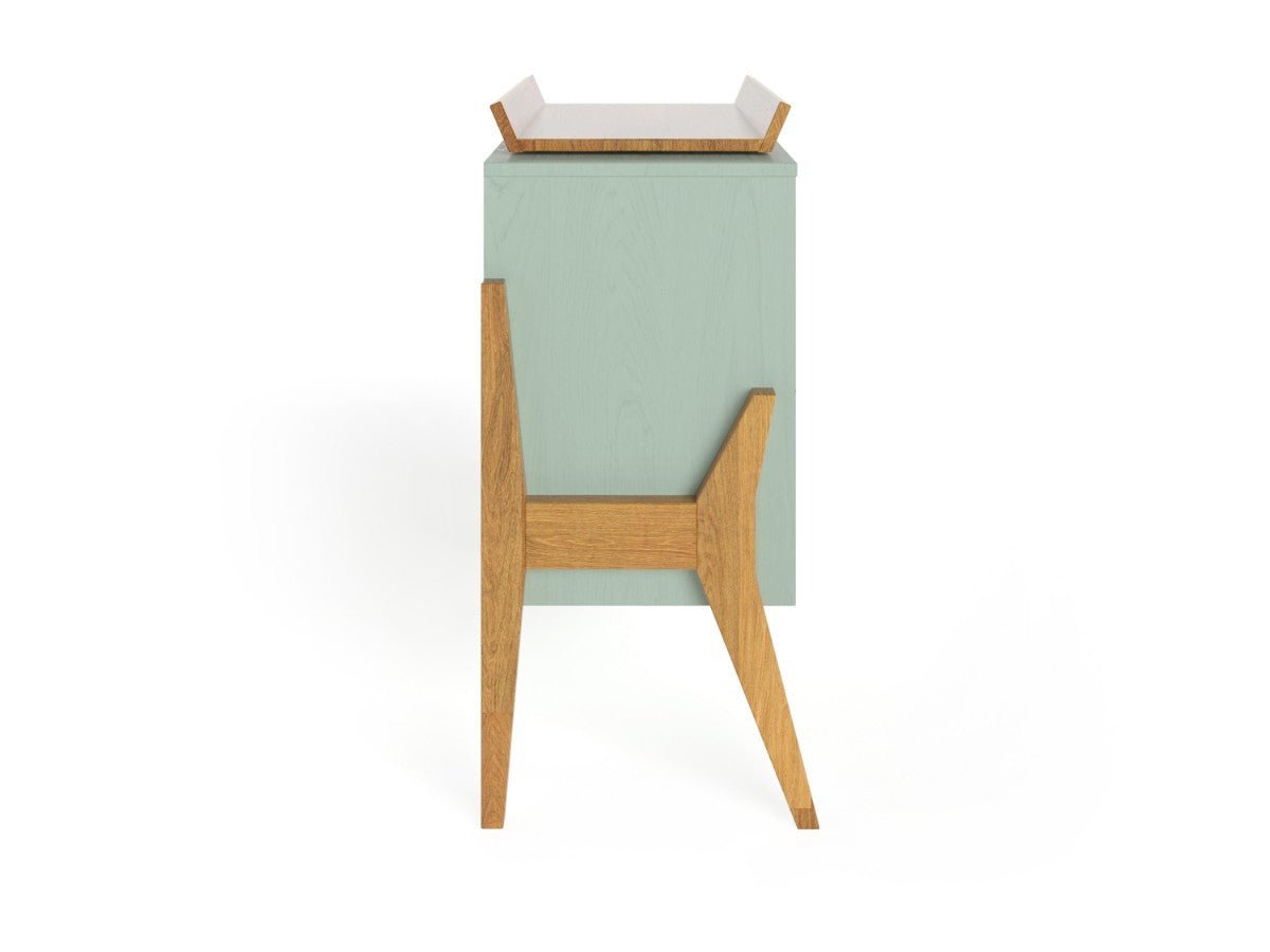 Sage Green YappyIcon Solid Oak Changing Top for Nursery Dresser (0–2y) - Tiny Tugz™