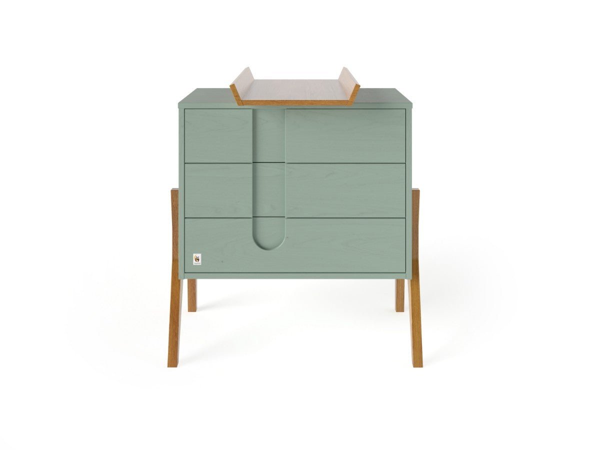 Sage Green YappyIcon Solid Oak Changing Top for Nursery Dresser (0–2y) - Tiny Tugz™