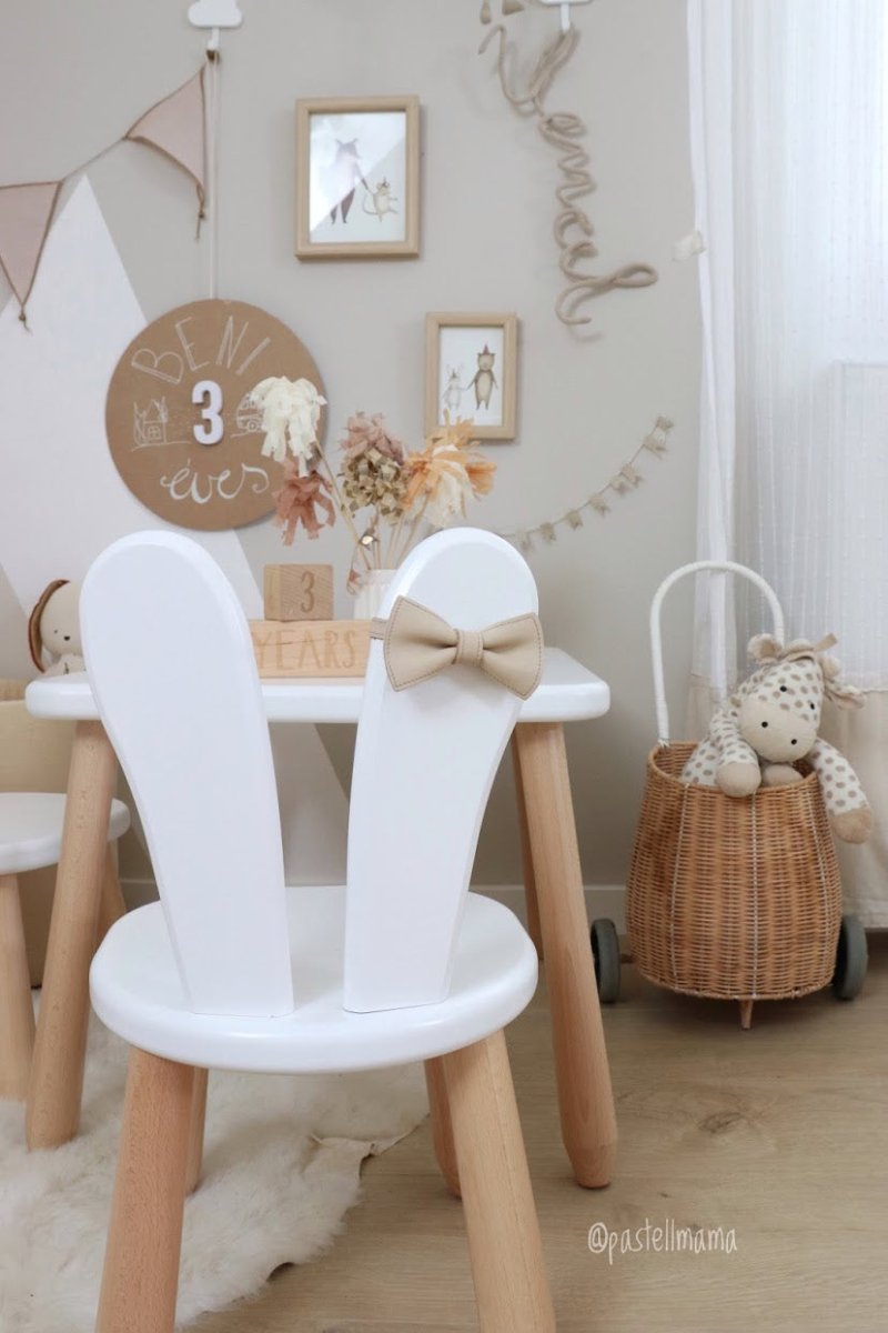 Scandinavian Wooden Kids Table and Chair Set in Solid Beech Wood (Bunny) - Tiny Tugz™