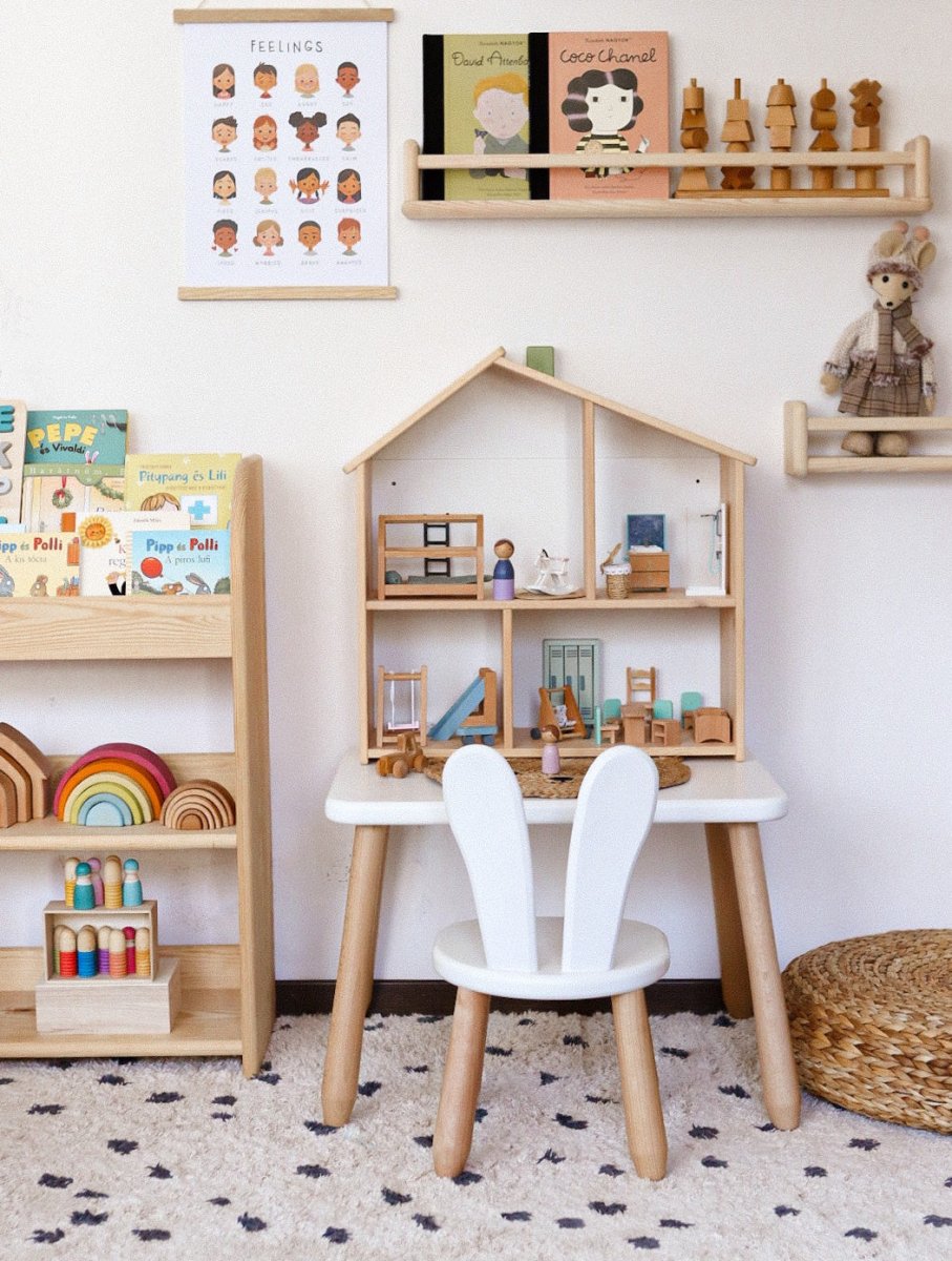 Scandinavian Wooden Kids Table and Chair Set in Solid Beech Wood (Bunny) - Tiny Tugz™