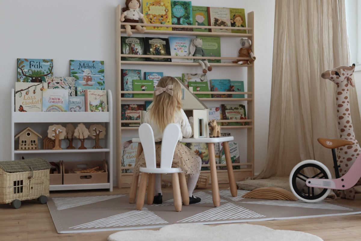 Scandinavian Wooden Kids Table and Chair Set in Solid Beech Wood (Bunny) - Tiny Tugz™