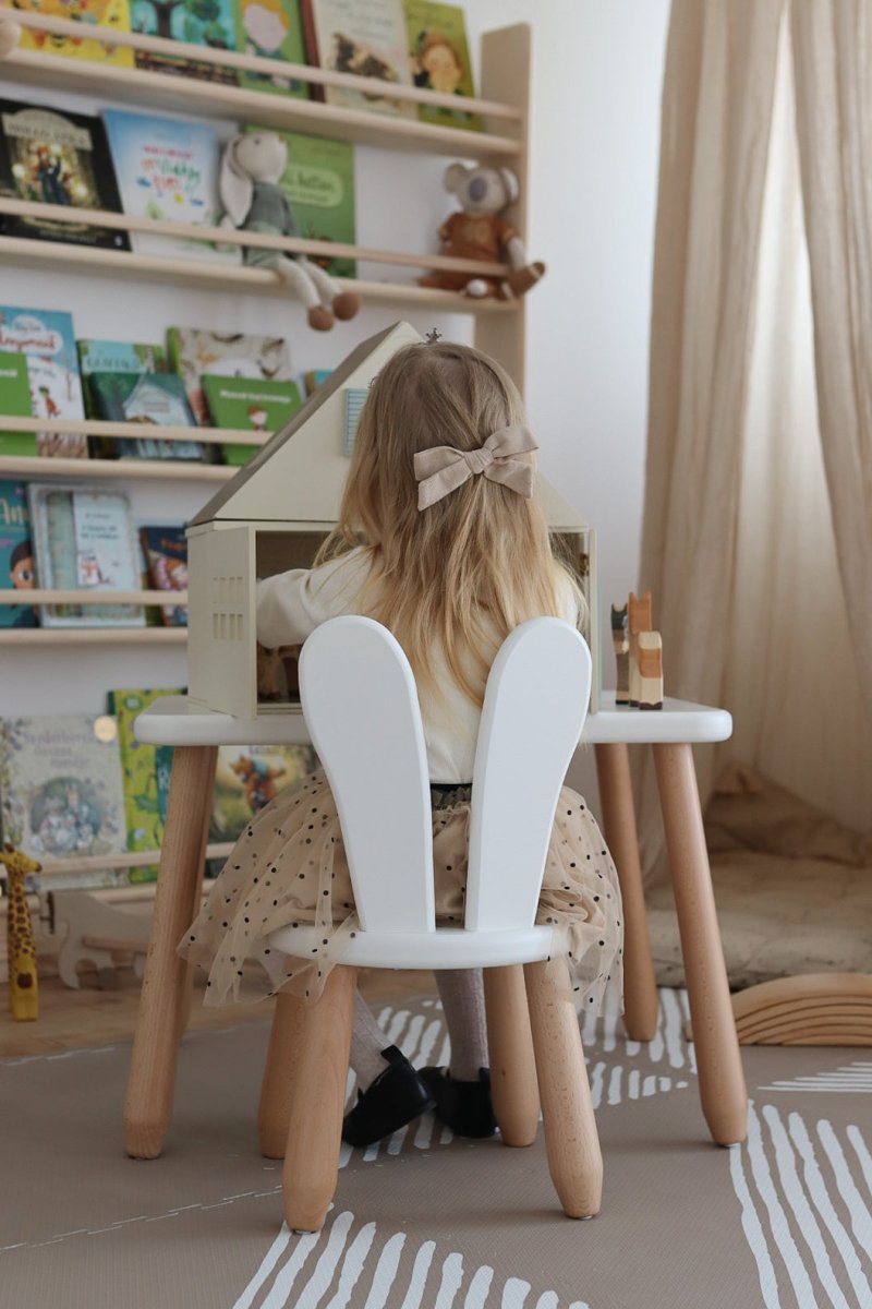 Scandinavian Wooden Kids Table and Chair Set in Solid Beech Wood (Bunny) - Tiny Tugz™