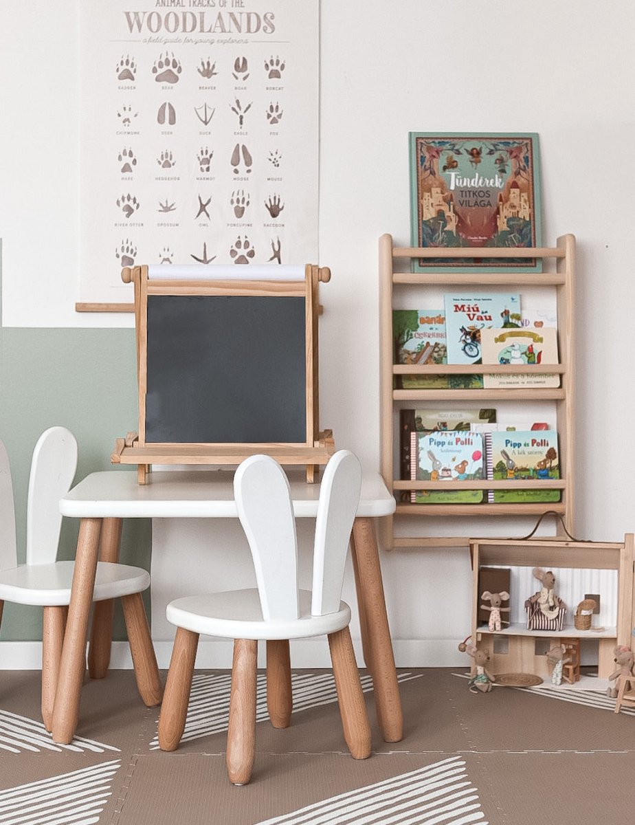 Scandinavian Wooden Kids Table and Chair Set in Solid Beech Wood (Bunny) - Tiny Tugz™