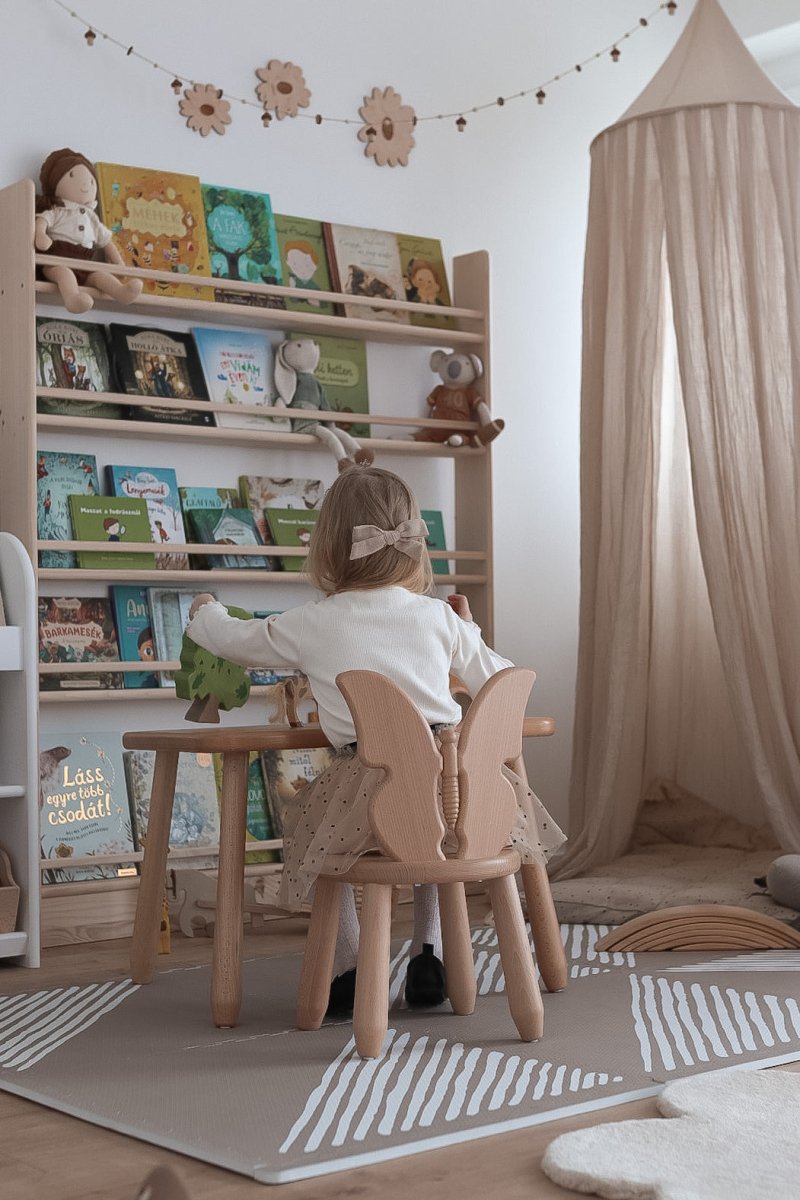 Scandinavian Wooden Kids Table and Chair Set in Solid Beech Wood (Butterfly) - Tiny Tugz™