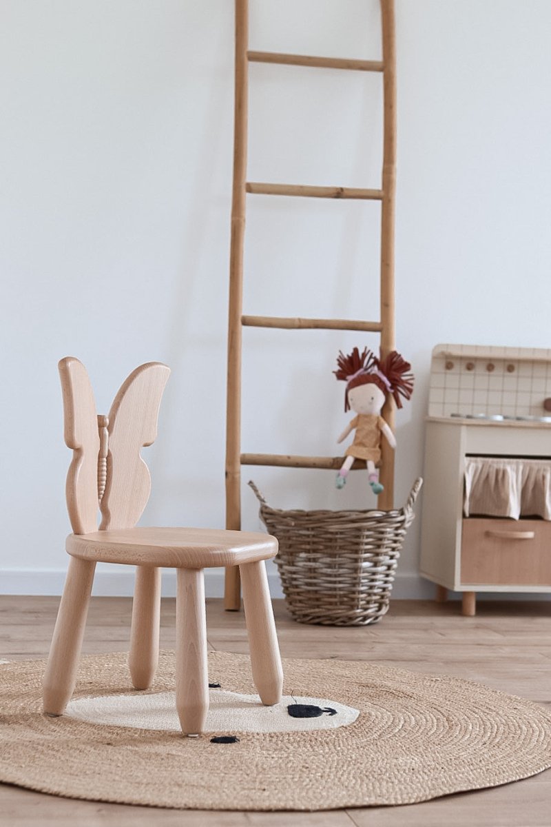 Scandinavian Wooden Kids Table and Chair Set in Solid Beech Wood (Butterfly) - Tiny Tugz™