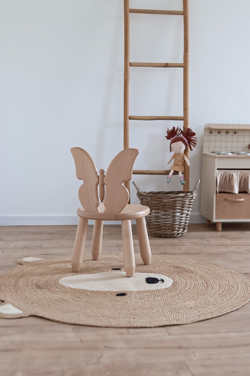Scandinavian Wooden Kids Table and Chair Set in Solid Beech Wood (Butterfly) - Tiny Tugz™