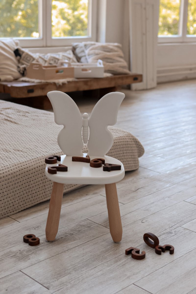 Scandinavian Wooden Kids Table and Chair Set in Solid Beech Wood (Butterfly) - Tiny Tugz™
