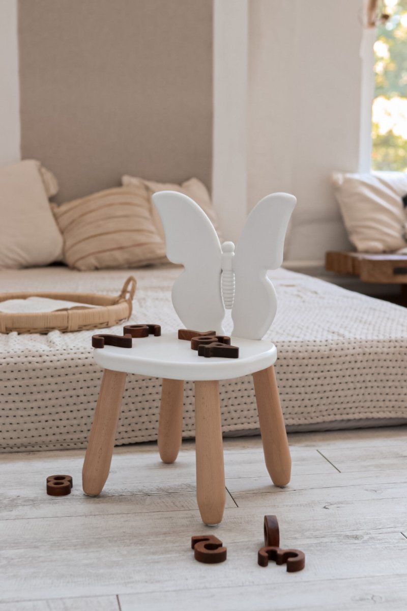 Scandinavian Wooden Kids Table and Chair Set in Solid Beech Wood (Butterfly) - Tiny Tugz™