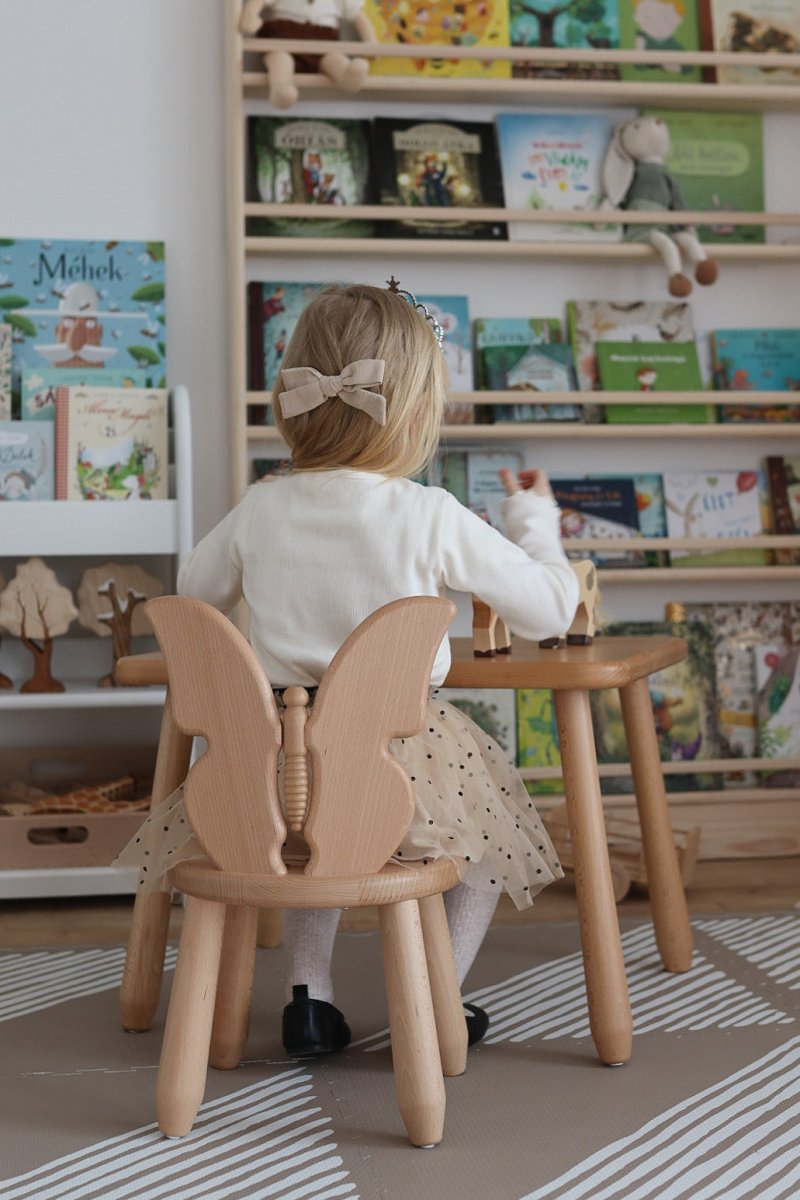 Scandinavian Wooden Kids Table and Chair Set in Solid Beech Wood (Butterfly) - Tiny Tugz™