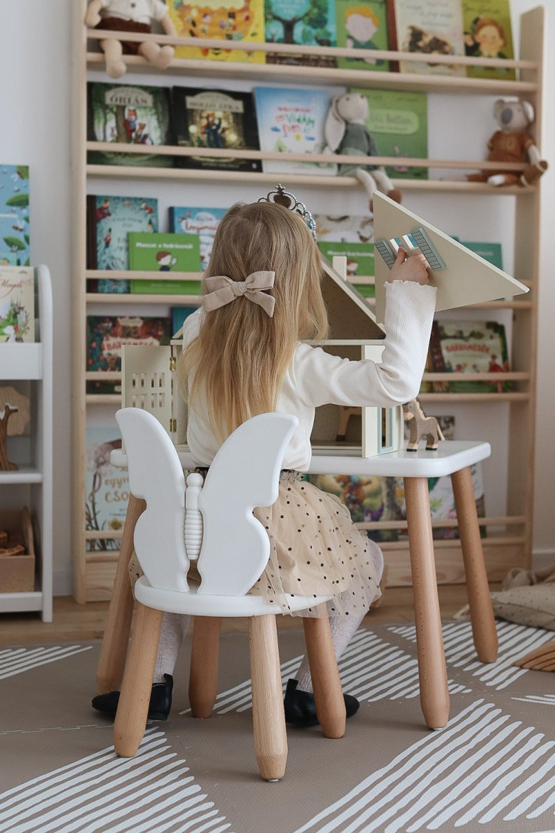 Scandinavian Wooden Kids Table and Chair Set in Solid Beech Wood (Butterfly) - Tiny Tugz™