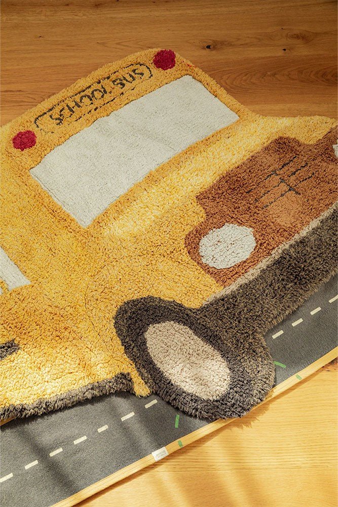 School Bus Cotton Rug for Kids (130 x 90cm) - Tiny Tugz™