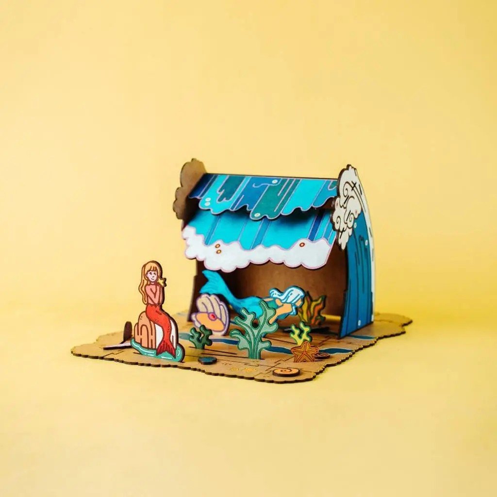Seashell Shore - Colour-Your-Own Wooden Mermaid Play Set - Tiny Tugz™