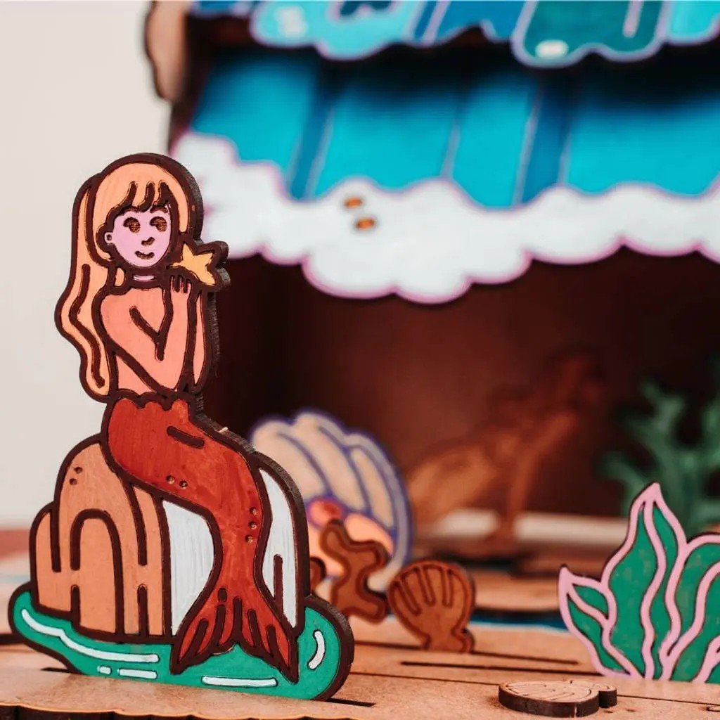 Seashell Shore - Colour-Your-Own Wooden Mermaid Play Set - Tiny Tugz™
