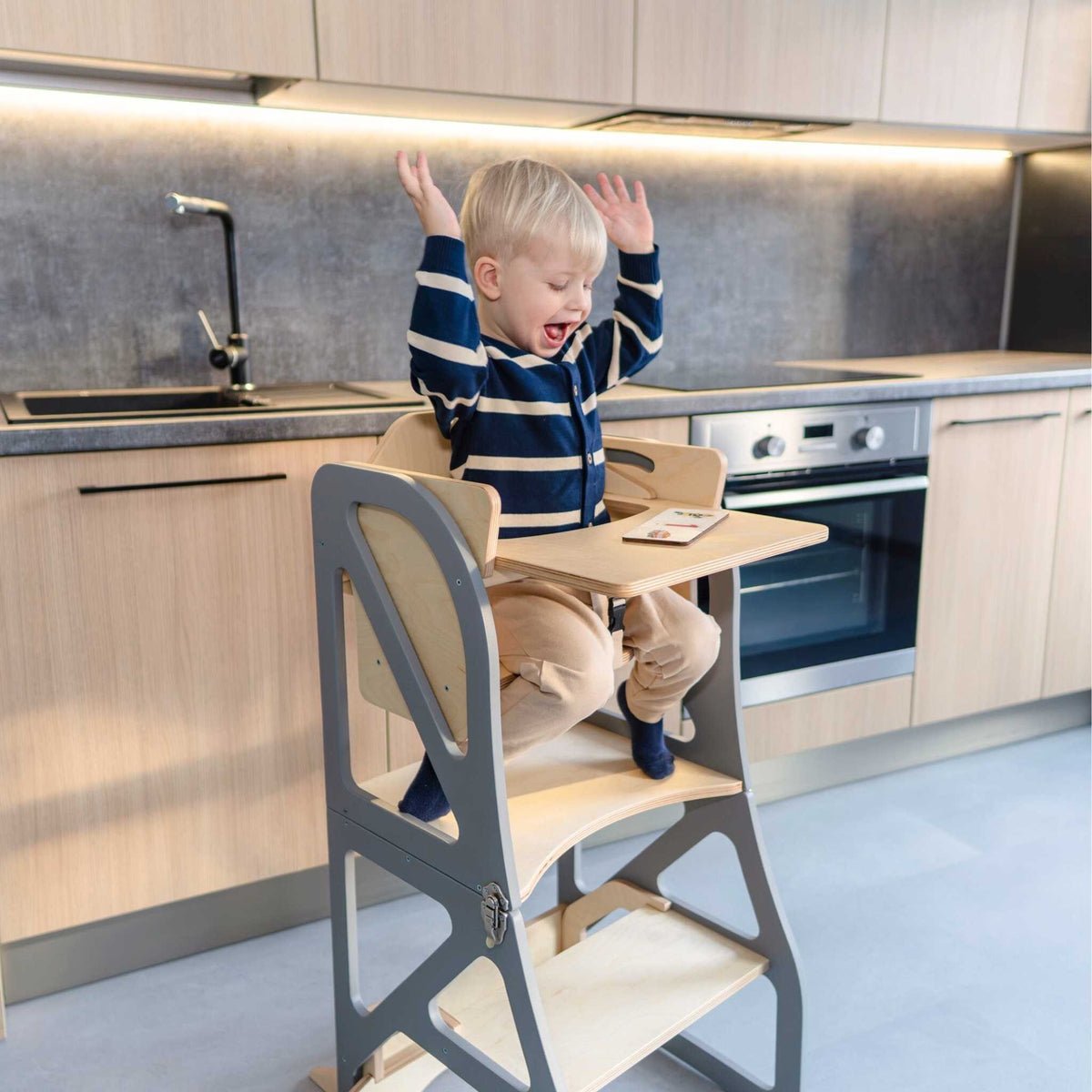 Securestep™ 4-in-1 Montessori Kitchen Tower & High Chair Combo (6M–6Y) - Tiny Tugz™