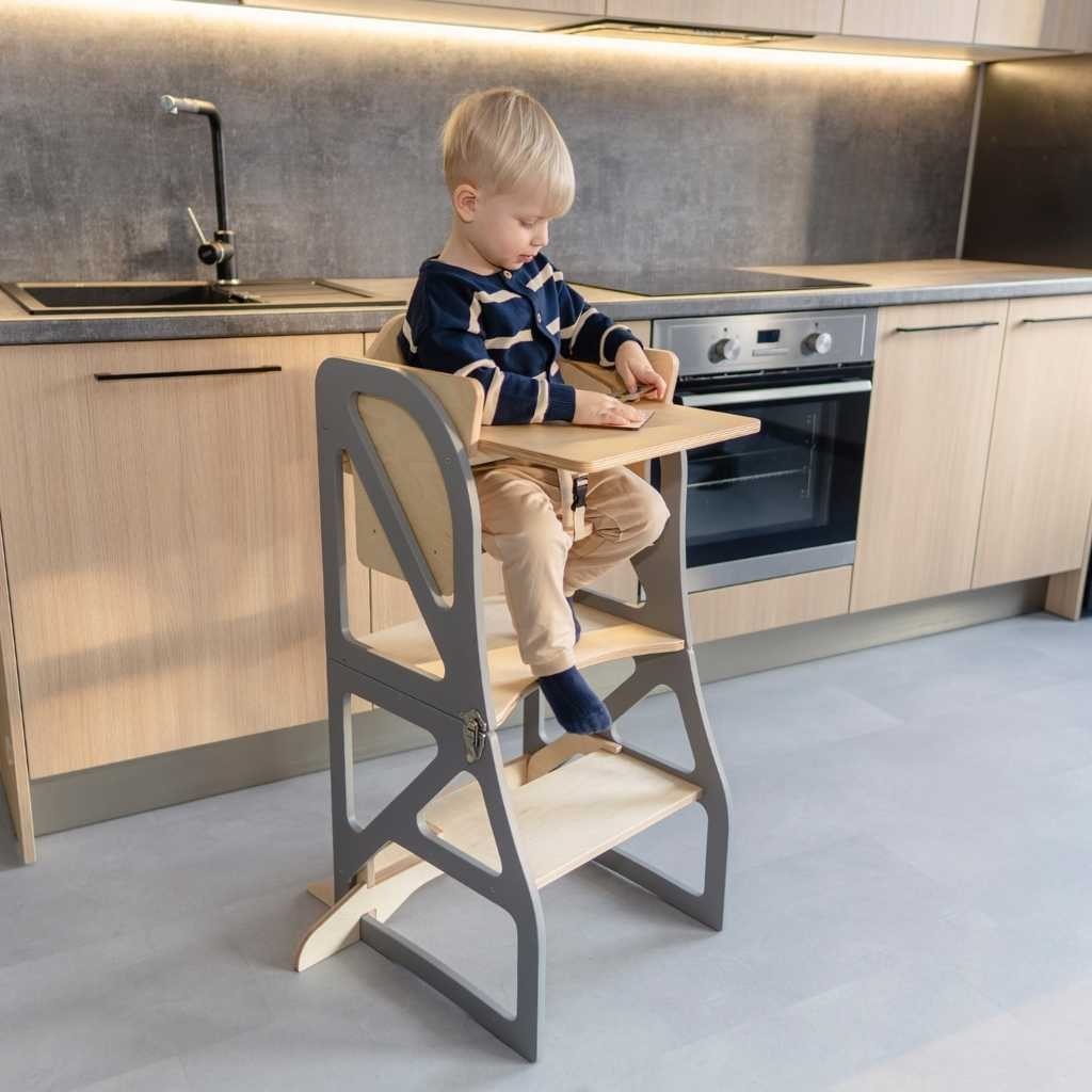 Securestep™ 4-in-1 Montessori Kitchen Tower & High Chair Combo (6M–6Y) - Tiny Tugz™