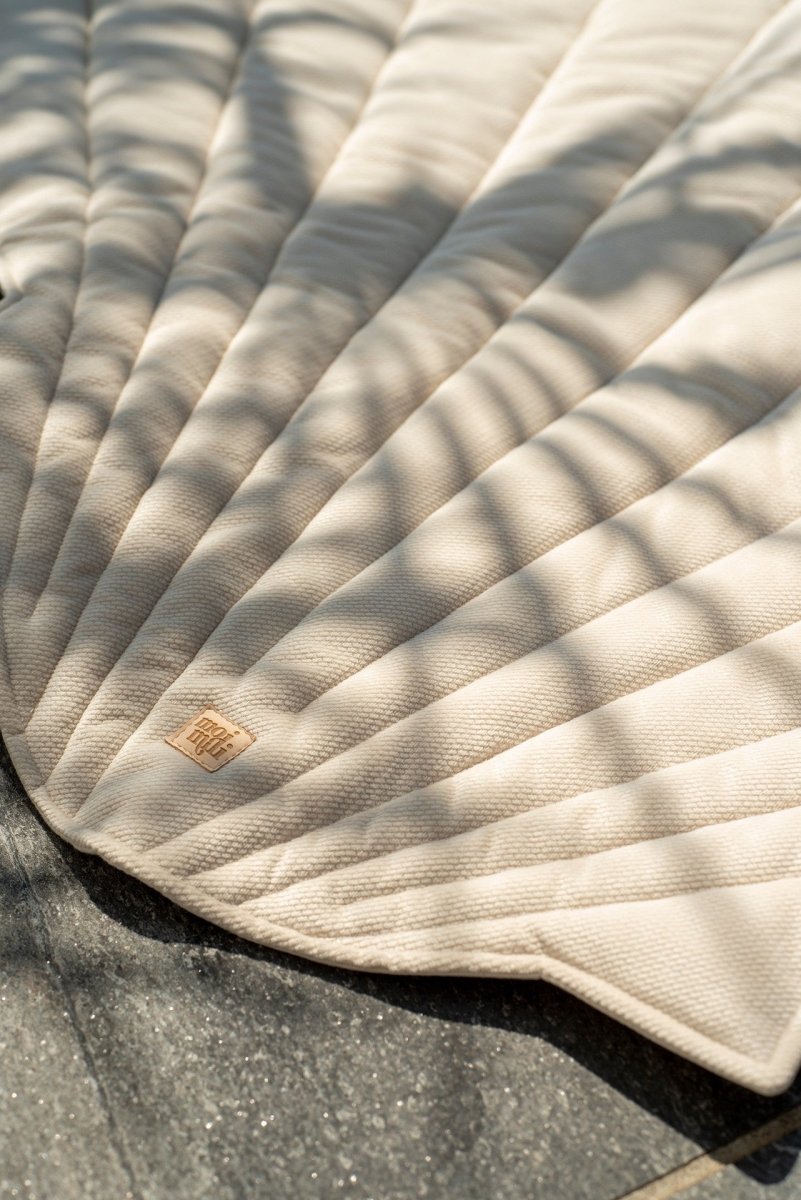 Shell Play Mat (Beige) – Velvet & Cotton, Handmade - Tiny Tugz™