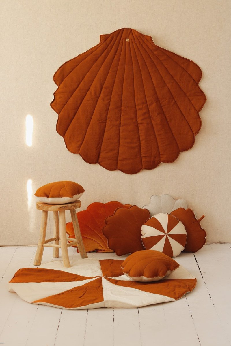 Shell Play Mat (Caramel) – Linen & Cotton, Handmade - Tiny Tugz™