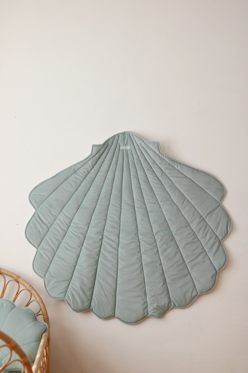 Shell Play Mat (Mint) – Velvet & Cotton, Handmade - Tiny Tugz™