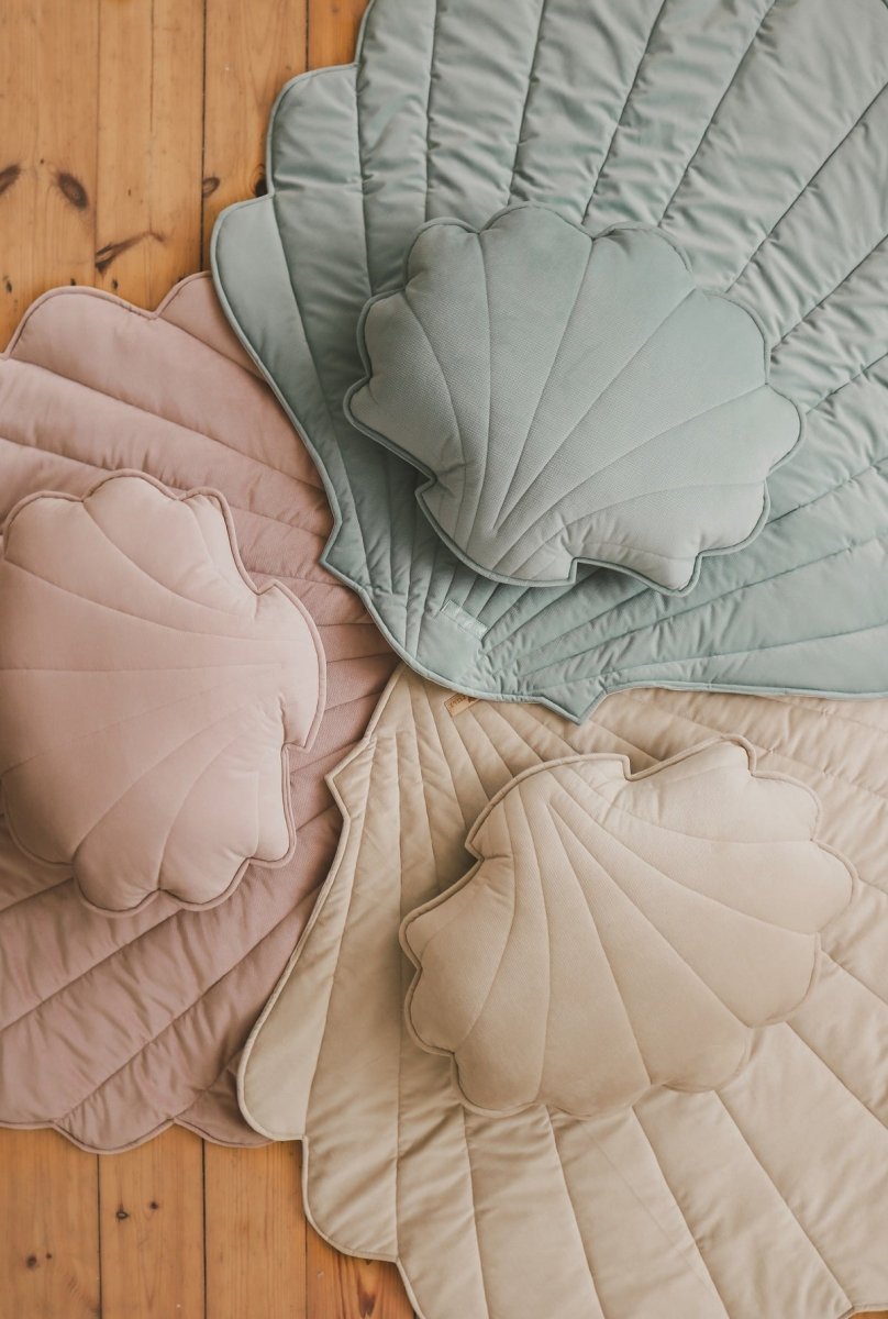 Shell Play Mat (Mint) – Velvet & Cotton, Handmade - Tiny Tugz™