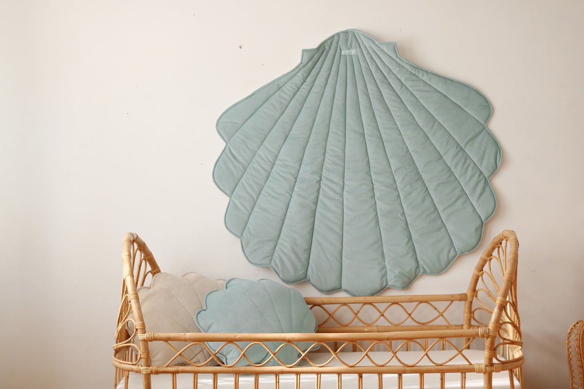 Shell Play Mat (Mint) – Velvet & Cotton, Handmade - Tiny Tugz™