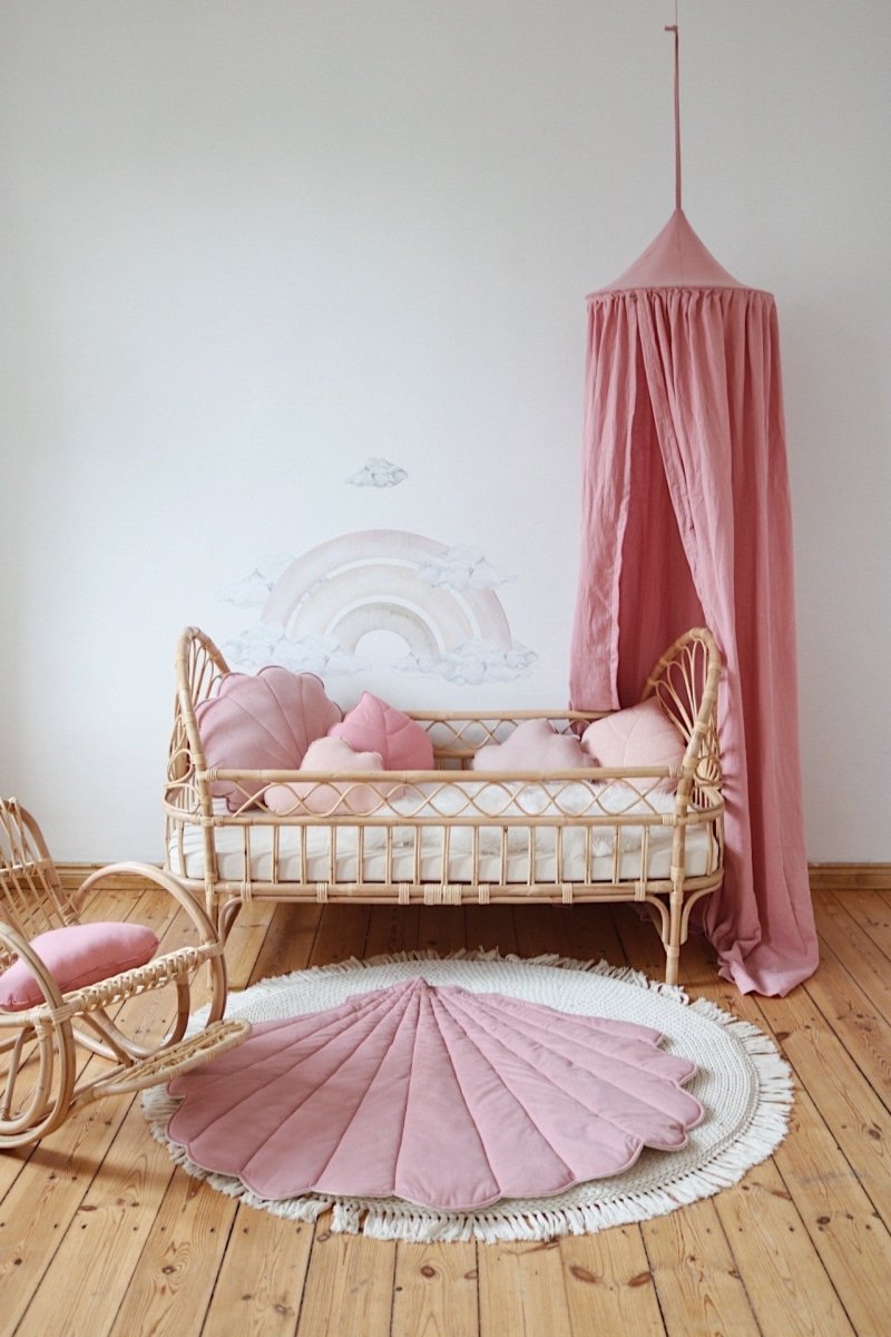 Shell Play Mat (Powder Pink) – Velvet & Cotton, Handmade - Tiny Tugz™