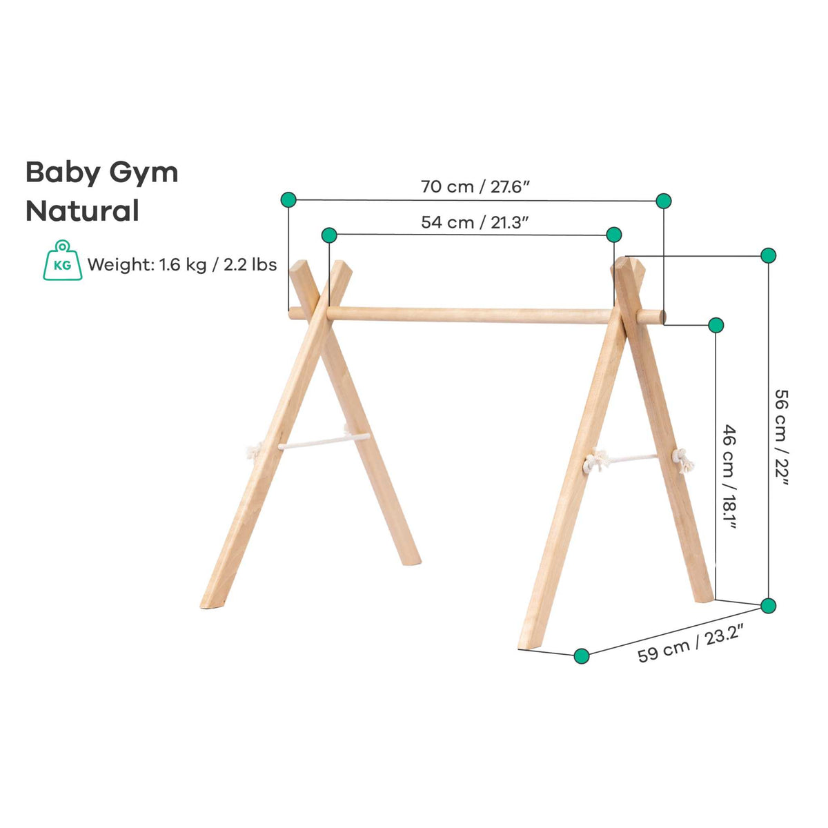 Wooden Baby Gym with Black & White Toys – Montessori Play Arch
