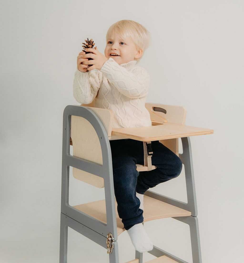 Sleekstep™ 4-in-1 Montessori Kitchen Tower & High Chair Combo (6M–6Y) - Tiny Tugz™