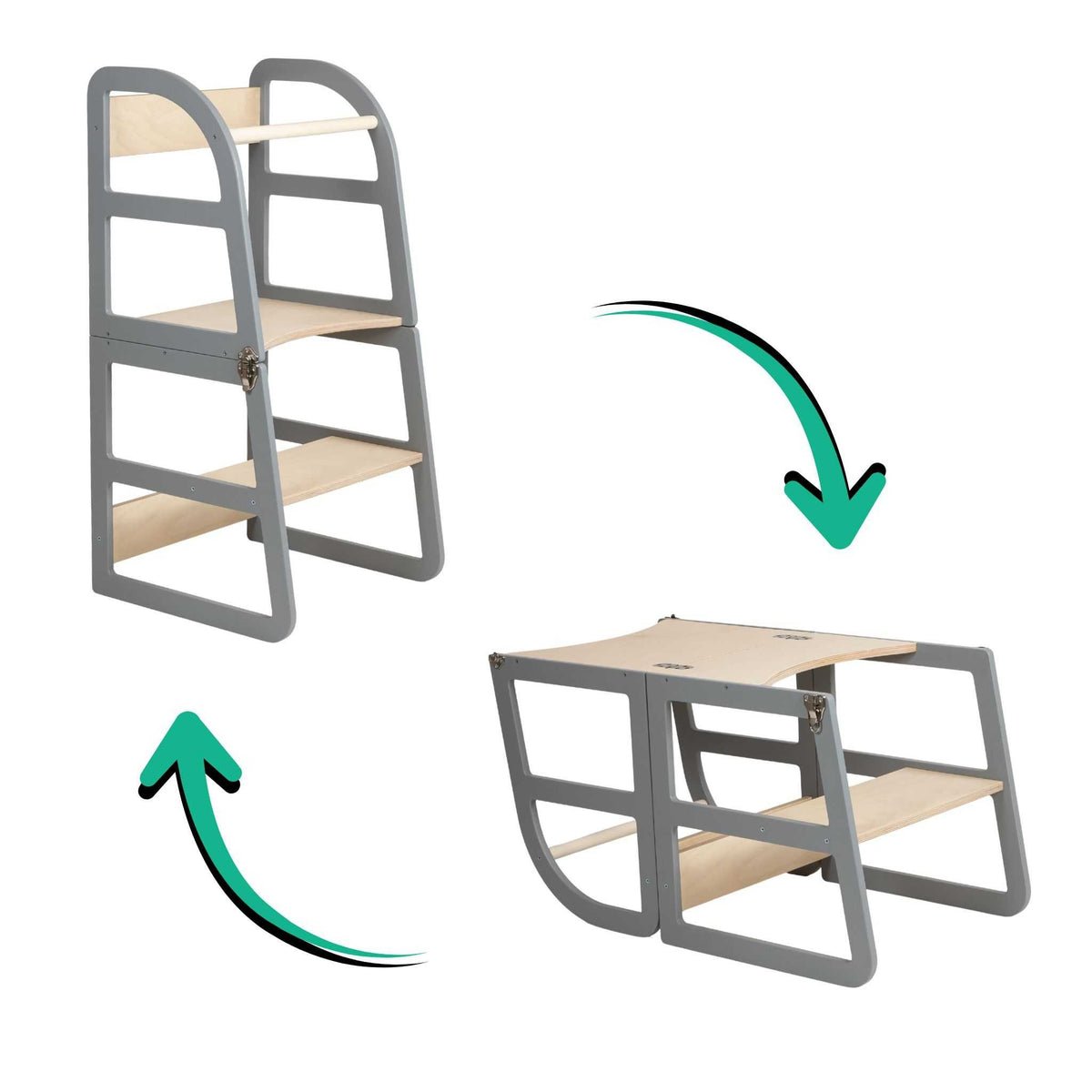Sleekstep™ 4-in-1 Montessori Kitchen Tower & High Chair Combo (6M–6Y) - Tiny Tugz™
