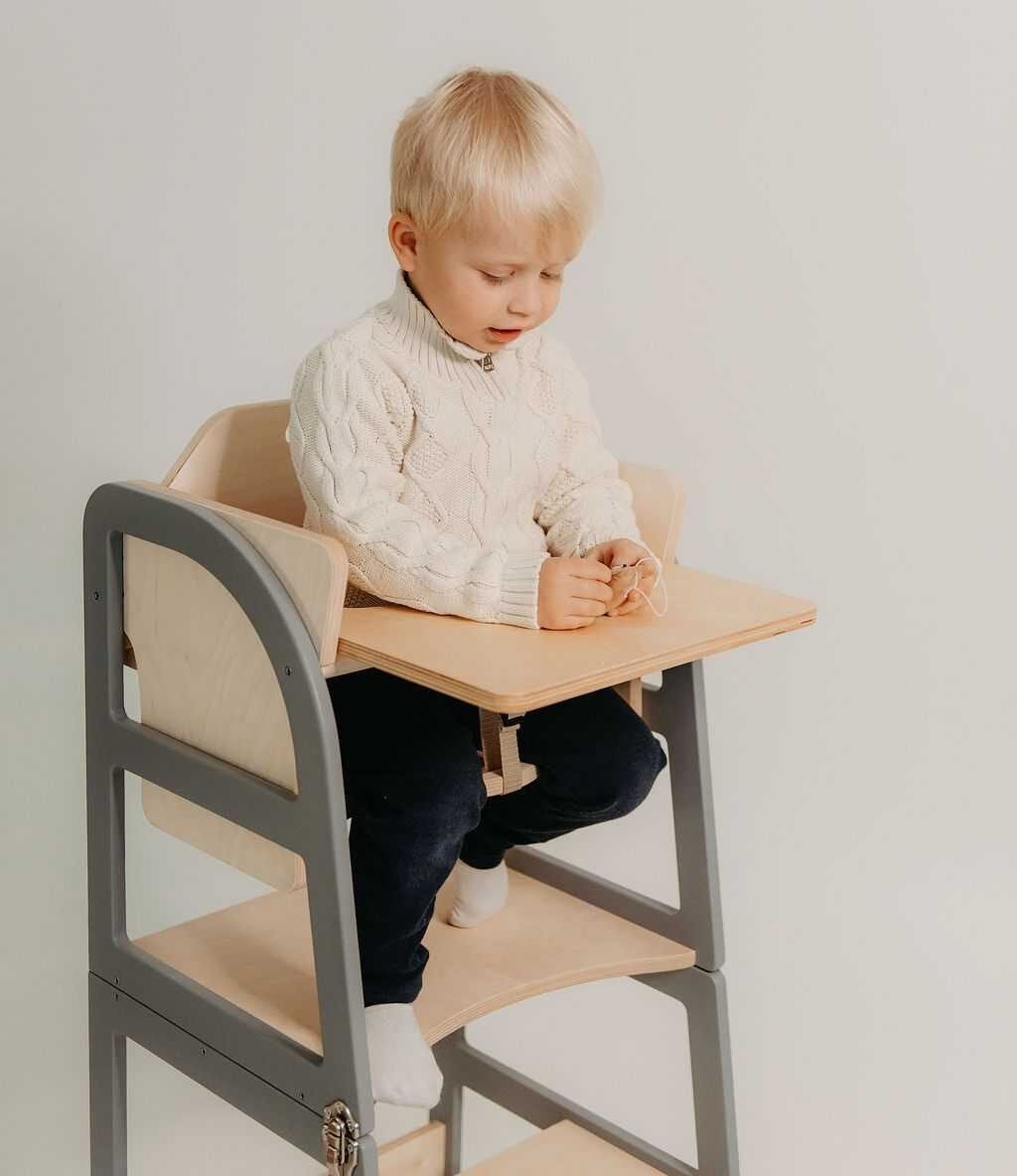 Sleekstep™ 4-in-1 Montessori Kitchen Tower & High Chair Combo (6M–6Y) - Tiny Tugz™