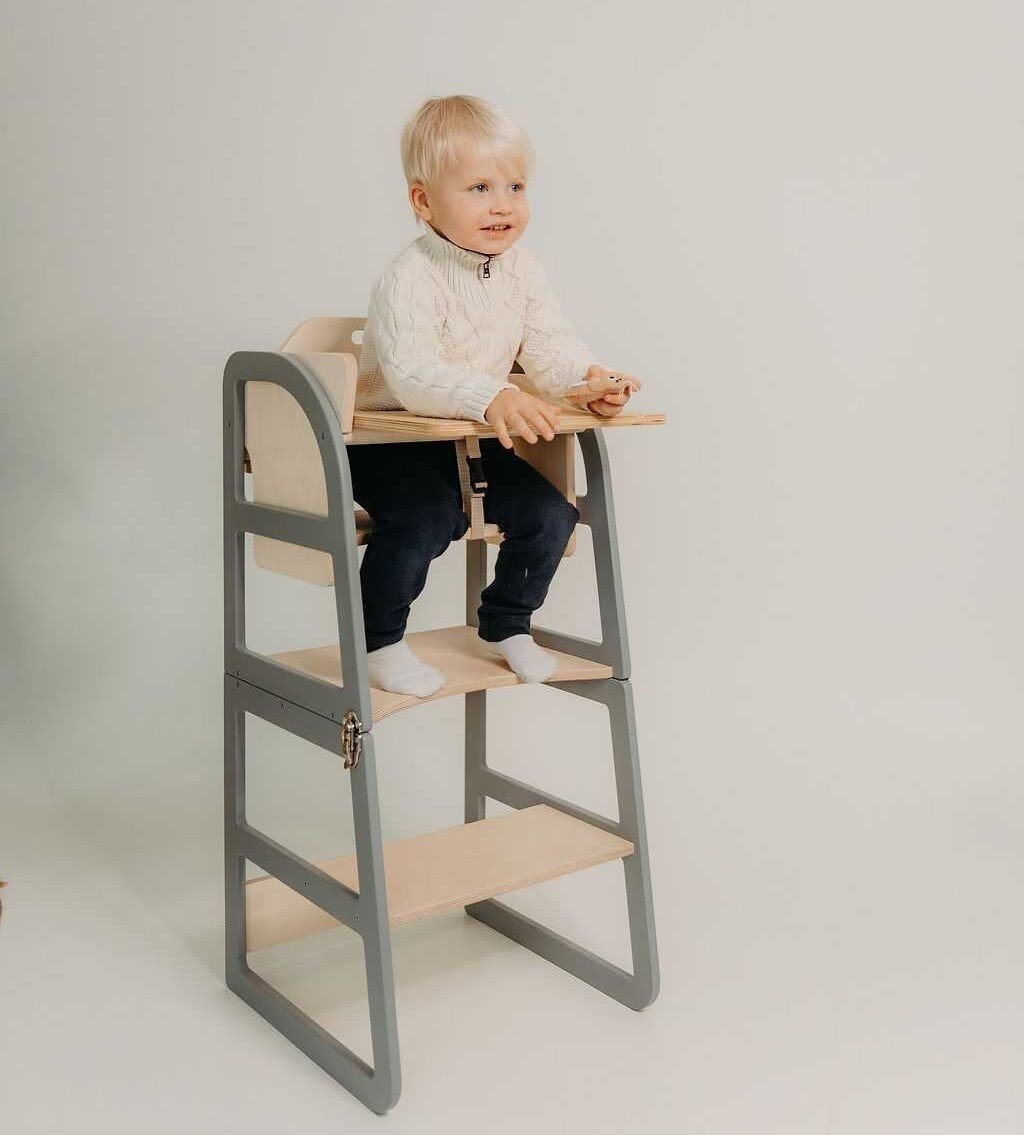 Sleekstep™ 4-in-1 Montessori Kitchen Tower & High Chair Combo (6M–6Y) - Tiny Tugz™