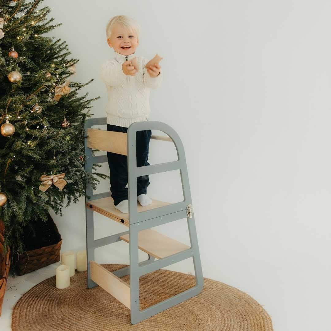 Sleekstep™ 4-in-1 Montessori Kitchen Tower & High Chair Combo (6M–6Y) - Tiny Tugz™
