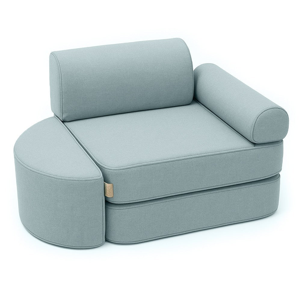 Small Indoor & Outdoor Kids Sofa Outzy, 4 Pieces - UV & Splash Resistant, 60 x 60 cm (Cloudberry Sky Blue) - Tiny Tugz™