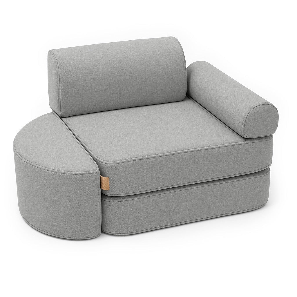 Small Indoor & Outdoor Kids Sofa Outzy, 4 Pieces - UV & Splash Resistant, 60 x 60 cm (Fog Grey) - Tiny Tugz™