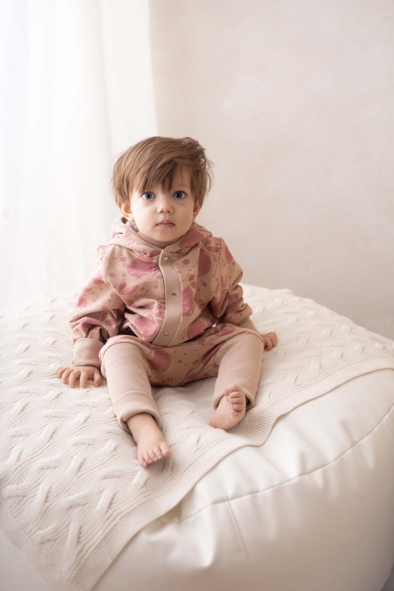 Soft Cotton Eared Jumpsuit for Babies & Kids (Beige Lemons) - Tiny Tugz™