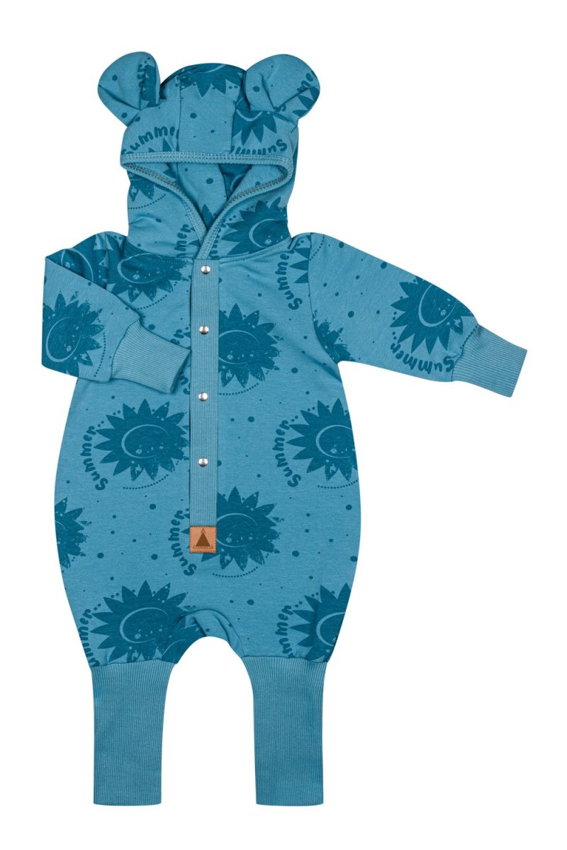 Soft Cotton Eared Jumpsuit for Babies & Kids (Blue Suns) - Tiny Tugz™