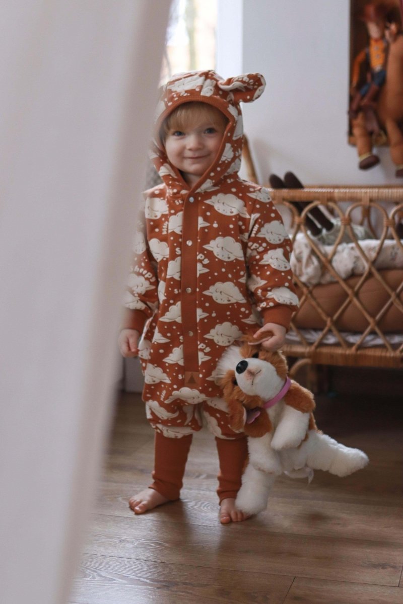 Soft Cotton Eared Jumpsuit for Babies & Kids (Cinnamon Sheep) - Tiny Tugz™