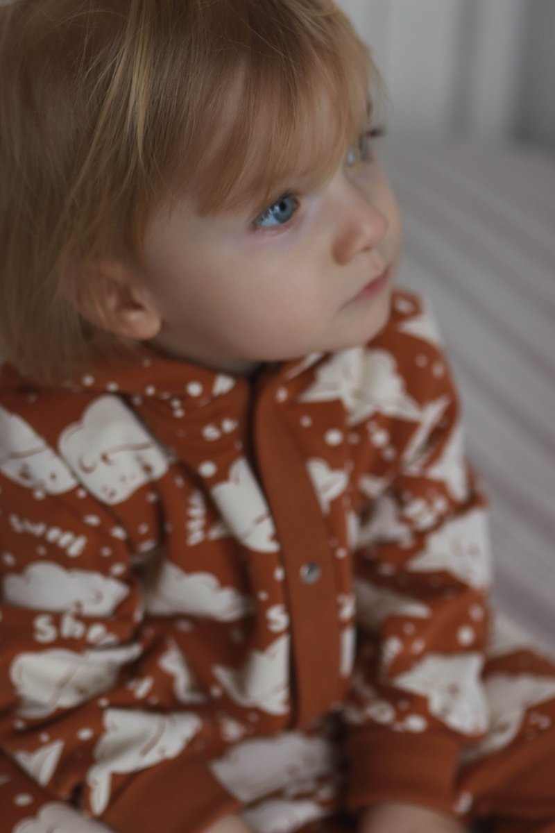 Soft Cotton Eared Jumpsuit for Babies & Kids (Cinnamon Sheep) - Tiny Tugz™