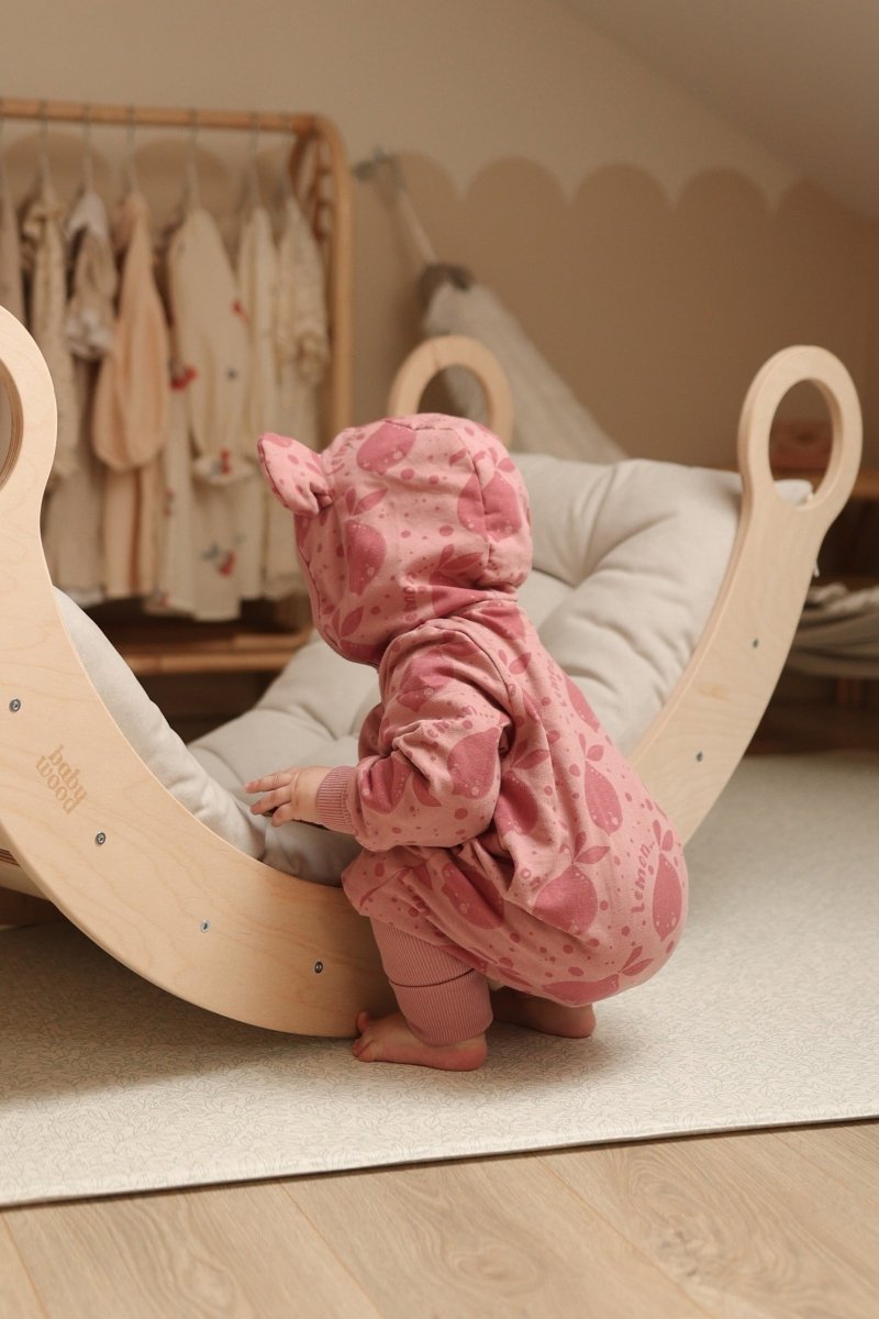 Soft Cotton Eared Jumpsuit for Babies & Kids (Pink Lemons) - Tiny Tugz™