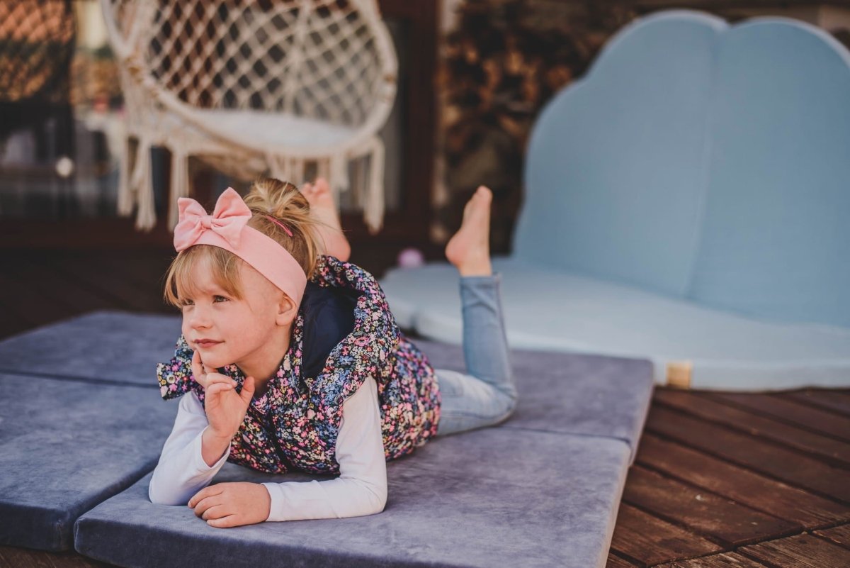 Soft Square Play Mat for Babies & Children — Velvet (Blue-Grey) - Tiny Tugz™