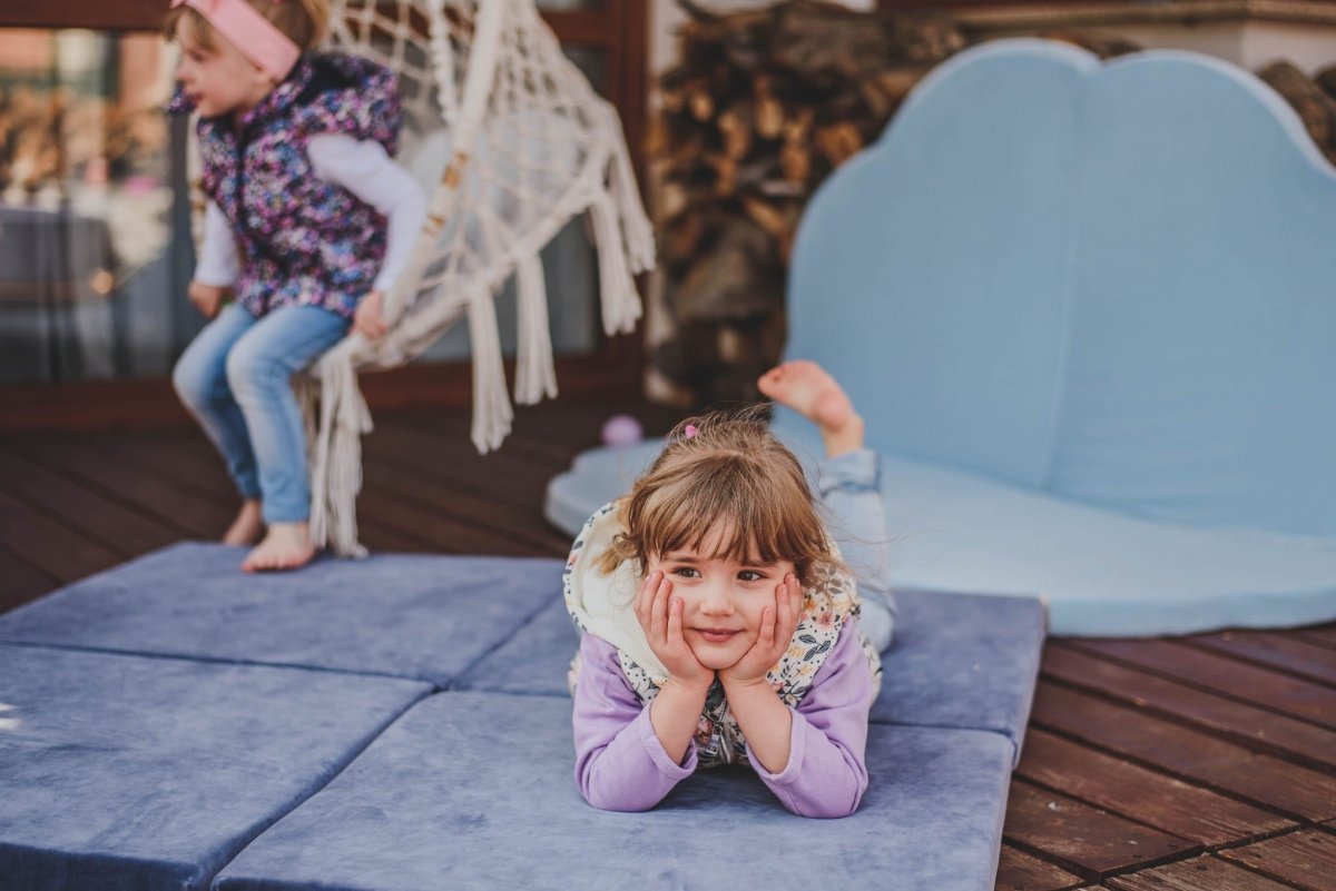Soft Square Play Mat for Babies & Children — Velvet (Blue-Grey) - Tiny Tugz™