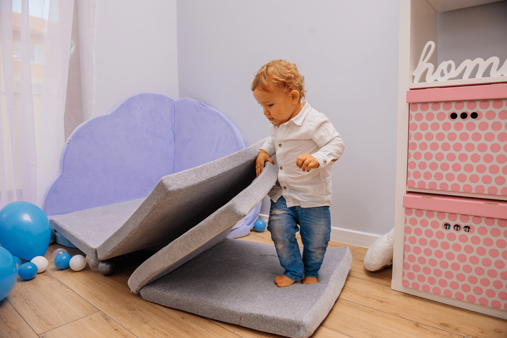 Soft Square Play Mat for Babies & Children — Velvet (Light Grey) - Tiny Tugz™