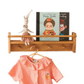 Solid Oak Kids Bookshelf with Rail & 4 Hooks - 58.5 cm - Tiny Tugz™