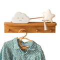 Solid Oak Wall Shelf with 4 Coat Hooks - 42 cm - Tiny Tugz™