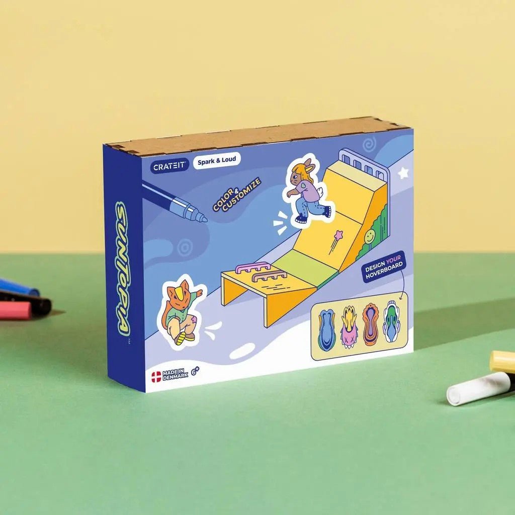 Spark & Loud - Colour-Your-Own Wooden Skatepark Play Set - Tiny Tugz™