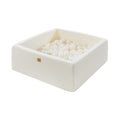 Square Bouclé Foam Ball Pit with 200 Balls, 90 cm - White, White Pearl Balls - Tiny Tugz™